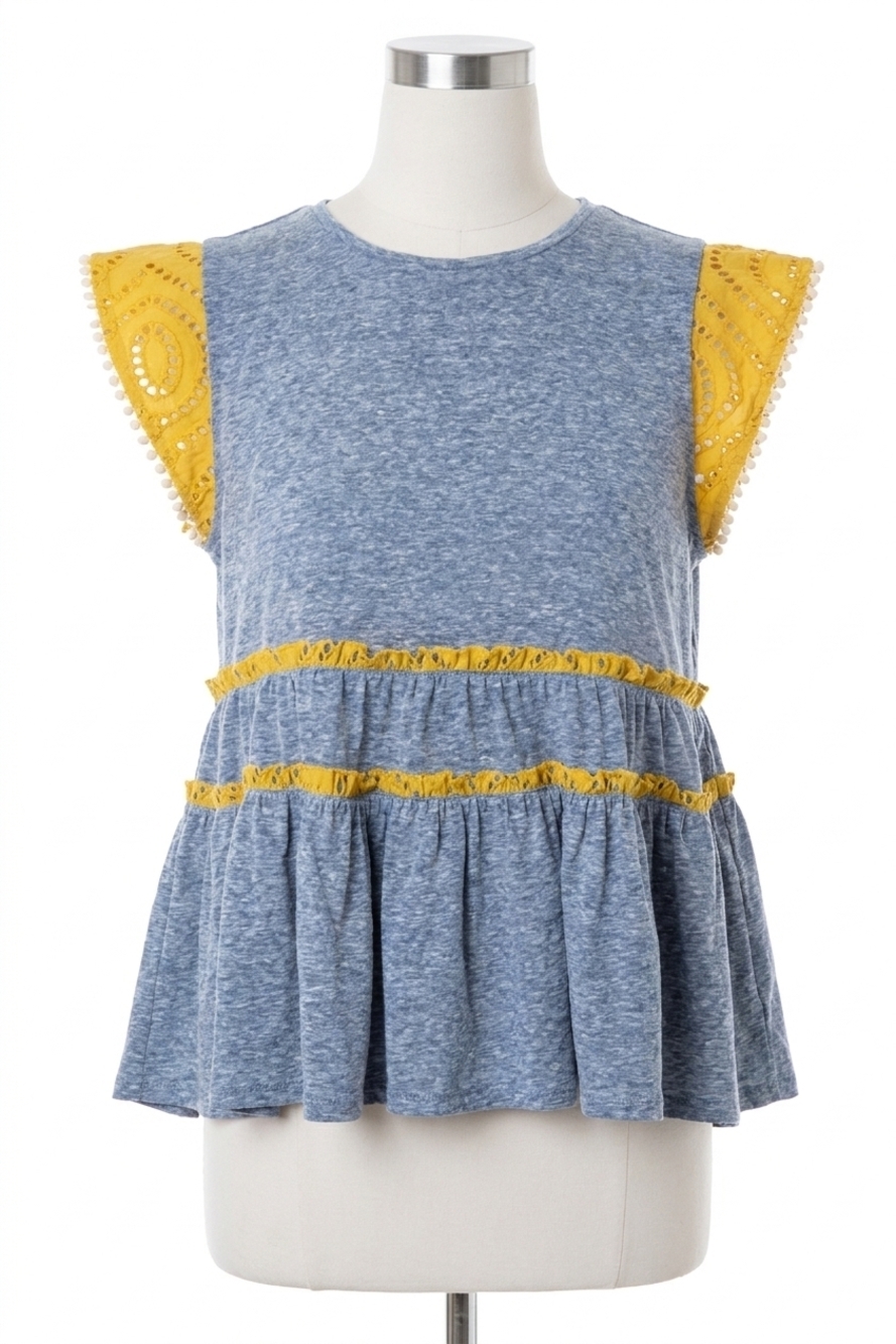 NEW THML brown eyed knit top in blue